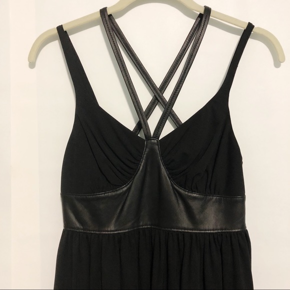 Susana Monaco Black Leather Trim Strappy Dress 4 - Picture 2 of 7